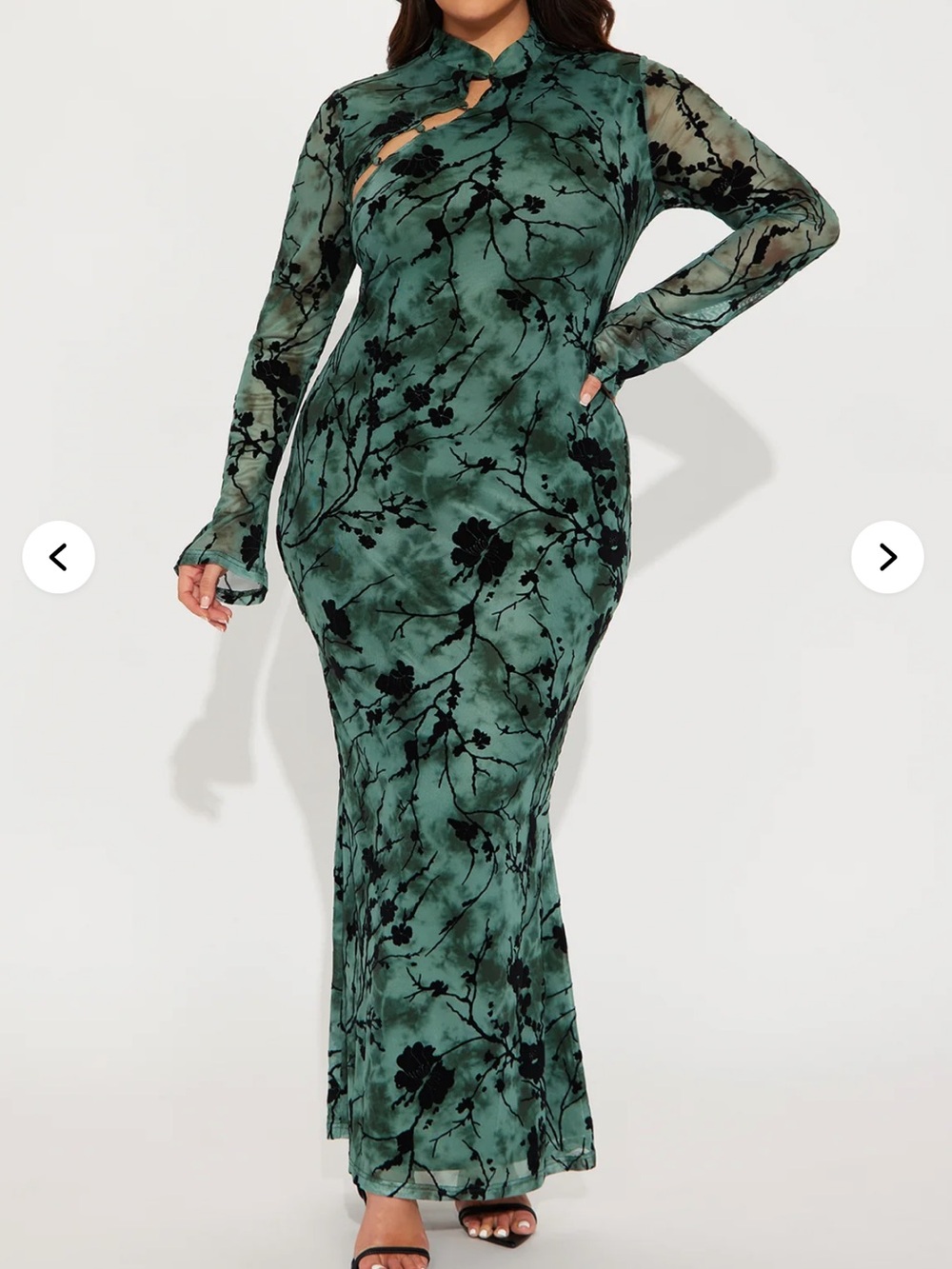 Mackenzie Mesh Maxi Dress - Sage 1XL
